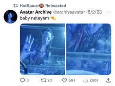 two screenshots of the same character from avatar and baby neygann