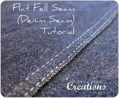 the back side of a denim jeans pattern with text that reads flat fell seam penn sem