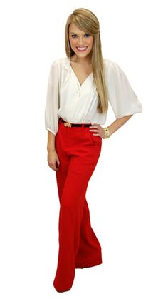 Classic Trousers, Red Chic Red Bottoms For Business Casual, Red Elegant Business Casual Bottoms, Elegant Red Business Casual Bottoms, Red Office Pants For Spring, Red High-waisted Pants For Business Casual, Chic Red Formal Pants, Chic Red Office Pants, Red Trousers, Fashionably Late