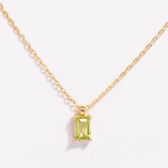 Baguette Peridot August Birthstone Necklace | Little Sky Stone August Birthstone Necklace, August Birthday, Peridot Jewelry, Peridot Necklace, Peridot Stone, Green Gemstones, August Birth Stone, Gold Pendant Necklace, Gift Collections