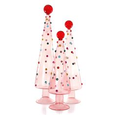 Dotted Tree Set - Translucent Pink, Shop Sweet Lulu Anthropologie Christmas Decor, Merry Pinkmas, Glass Trees, Apartment Christmas, Coquette Christmas, Christmas Apartment, Pillow Mattress, Preppy Christmas, Party Goods