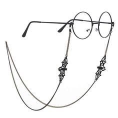 PRICES MAY VARY. 【Stylish Glasses Chain】Bat Glasses Chain, Very simple and fashion, you can wear at any time, make you eye-catching. You can also match with clothes according to your needs, comfortable enough for all day wear 【Quality Material】The eyeglass chain made of high quality metal and silicone gel anti-slip buckle, ensure that your glasses will not easily fall down, you will never worry about losing your glasses again 【Adjustable eyeglass chain ends】Works great with any size eyeglass fra Bat Glasses, Eyeglass Strap, Chain Lanyard, نظارات شمسية, Sunglass Chain, Black Bat, Eyeglass Chain, Stay Active, Glasses Chain