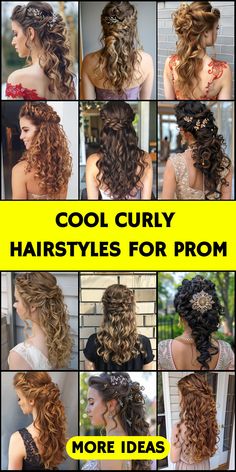 Make your prom night memorable with our selection of curly hairstyles. Opt for soft, voluminous curls or tight, defined spirals to create a look that's uniquely yours. Wedding Hairstyles For Permed Hair, Formal Long Curly Hairstyles, Cocktail Hairstyles Curly Hair, Curly Hairstyles For Special Occasions, Long Curly Hair Formal Styles, Natural Curly Hair Bridesmaid Styles, Formal Hairstyles For Long Curly Hair, Homecoming Hairstyles For Curly Hair Natural Curls, Curly Hair Hoco Hairstyles