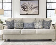 Traemore Sofa - Canales Furniture Countryside Living Room, Countryside Living, Lounge Suites, Inspire Me Home Decor, Linen Sofa, Style Rustique, Take A Seat, Toss Pillows, Ashley Furniture