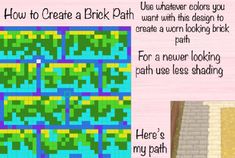 the instructions for how to create a brick path in minecraft, including step - by - step instructions