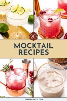 various cocktails and drinks with text overlay that reads 20 mocko cocktail recipes