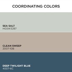 the color scheme for coordinating colors is shown in shades of blue, brown and beige