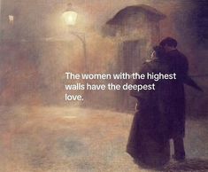 a man and woman walking in the rain under an umbrella with a quote on it