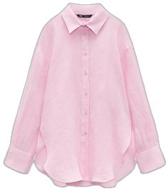 Oversized Chic Shirt For Spring, Oversized Pink Shirt For Day Out, Oversized Shirt With Shirttail Hem For Spring, Casual Oversized Pink Blouse, Oversized Pink Casual Blouse, Oversized Casual Pink Blouse, Oversized Collared Tops For Spring, Zara Chic Oversized Shirt, Trendy Zara Shirt In Relaxed Fit