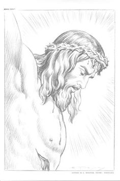 a drawing of the head and shoulders of jesus