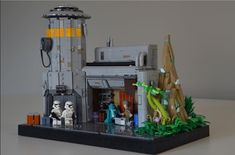 a lego star wars scene is displayed on a table