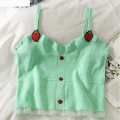 Strawberry Embroidered Camisole Crop Tops – Tomscloth Fitted Green Vest Top, Cute Fitted Sleeveless Camisole, Cute Fitted Tank Camisole, Fitted Sleeveless Cute Camisole, Cute Fitted Camisole Top, Green Cotton Camisole Crop Top, Cute Stretch Sleeveless Tops, Green Cotton Vest Top, Green Trendy Cotton Camisole