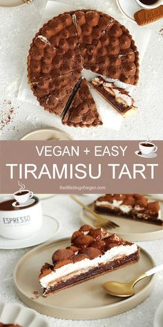 vegan and easy tiramsu tart is the perfect dessert to serve at any party