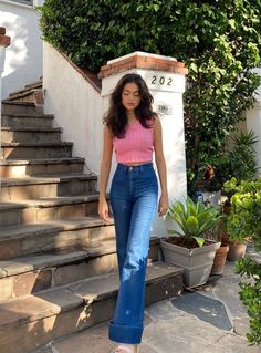 Crop Top Outfits, Waist Jeans, Summer Fashion Outfits, Looks Style, Casual Style Outfits, Teen Fashion Outfits