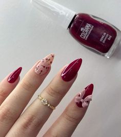 Nail Inspo Red And Black, Charm Nails, Trending Summer Nails, Nail Paint Shades, Cherry Nails, Wedding Mehndi, Casual Nails, Blush Nails, Master Decor