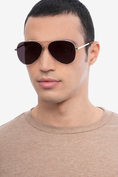 Golden aviator sunglasses available in variety of colors to match any outfit. These stylish full-rim, x-large sized metal sunglasses include free single-vision prescription lenses, a case and a cleaning cloth. Golden Frame, Metal Sunglasses, Sunglasses For Men, Black Sunglasses, Prescription Sunglasses, Polarized Lenses, Round Sunglass Men, Sunglass Frames, Aviator Sunglasses