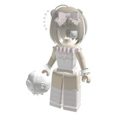 a lego girl holding a white object in her hand