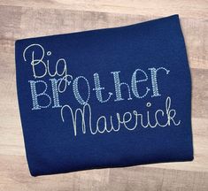 "These sibling shirts make a huge statement to welcome the new arrival!!  Big Brother/Little Brother embroidered shirt, gown, romper or bodysuit. Can be made in any colors, and can also be made with \"big brother\", \"big sister\" or \"little sister\".   You name it, I'll make it happen. Design is embroidered on a 100% cotton t-shirt, gown, romper or bodysuit. Navy is only available in Boys. Girls will be done in white or pink.  Just leave me a note in notes to seller.  Girls will have pink and Big Brother Little Brother Shirts, Shirt Gown, Big Brother Little Brother, Big Brother Big Sister, Big Brother Shirt, Sibling Shirts, Brother Shirts, Little Brother, Boutique Brands