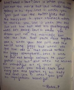 a handwritten letter from robin r shaw about what love is when you are not in the world