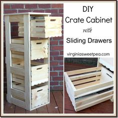 the diy crate cabinet with sliding drawers