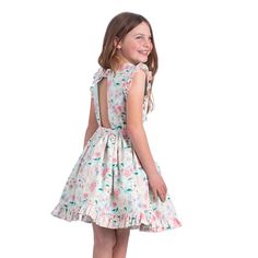 Springtime, Easter, Floral Open-Back Dress with premium cotton/linen fabric and 100% cotton lining. Fully lined skirt and bodice, snaps in the back, french seams. Pockets available for an additional $10 (2T and up).  Sizes 2T through 16 available, but I highly recommend letting me know the child's bust, waist, and height to the nearest half inch so I can customize the dress for you -- many children require a combination of sizes for the best fit.  Pre-washed fabric. Wash cold, warm iron.  If you Sleeveless Cotton Dress With Ruffled Skirt, Feminine Cotton Dress With Ruffle Sleeves, Cotton Dress With Ruffled Straps And Lining, Feminine Cotton Flutter Sleeve Dress, Feminine Flutter Sleeve Cotton Dress, Spring Cotton Dress With Ruffled Skirt, Fitted Cotton Ruffle Dress For Garden Party, Feminine Cotton Dresses With Ruffled Straps, Fitted Cotton Ruffle Dress With Ruffled Straps