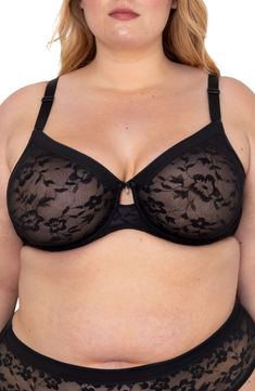 Semi-opaque floral lace adds a romantic touch to an unpadded bra that lifts, supports and contours to your natural shape. This full-coverage style features front-adjusting straps to easily customize the fit. 68% nylon, 32% spandex Hand wash, line dry Imported Black Owned/Founded Fitted Underwire Lace With Built-in Bra, Lace Push-up Bra With Medium Bust Support, Full Cup Lace Nursing Bra With Lace Closure, Full Coverage Fitted Bra With Lace Closure, Fitted Full Coverage Bra With Lace Closure, Lace Push-up Nursing Bra With Medium Support, Full Coverage Lace Nursing Bra With Lace Closure, Fitted Lace Bra With Medium Bust Support, Full Coverage Lace Bra With Lace Closure