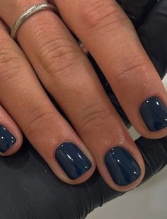 Nails Idea For Fall, Nail Colors 2024 Short Nails, Opaque Blue Nails, Nail Fall Colors 2024, Fall Colors Short Nails, Short Nails Ideas For Fall, Fall Colors For Short Nails, Fall 2024 Gel Nail Colors, Natural Nail Ideas Fall