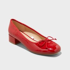 Women's Joy Ballet Pumps - A New Day™ Red 11 Red Ballet Heels, Steve Madden Red Ballet Flats, Red Ballet Pumps, Red Pumps Outfit, Red Ballerinas, Valentines Dinner, Pumps Outfit, Red Ballet Flats, Ballet Heels