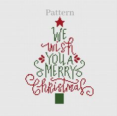 a cross stitch christmas tree with the words, we are all merry