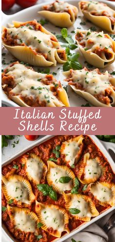 an italian stuffed shells recipe in a casserole dish