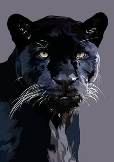 a black panther with yellow eyes is shown in this artistic painting by artist and photographer person