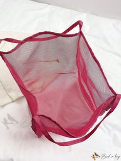 Bird in Bag - Small Vacation-Style Beach Tote Bag Pink Packable Pouch Bag, Summer Shopping Shoulder Bag Pouch, Pink Packable Beach Bag, Summer Nylon Pouch Bag, Pink Large Capacity Bag For Summer, Large Capacity Pink Bag For Summer, Pink Packable Shopping Bags, Pink Bag For Daily Use In Summer, Pink Summer Shopping Bags