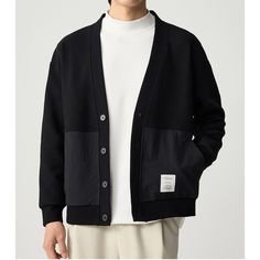 Horizontal Texture V-Neck Sweatshirt Jacket - SweatshirtsHoodies.com Black Cargo Jacket, Dark Blue Denim Jacket, Grey Knit Cardigan, Green Cargo Jacket, Black Knit Cardigan, Black Cargo, Cargo Jacket, Blue Denim Jacket, Black Knit