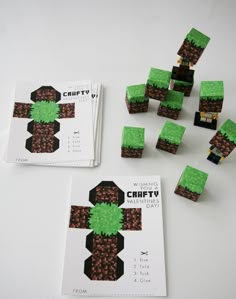 the crafty paper blocks are made to look like minecraft creepers