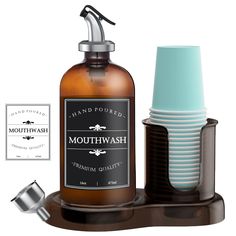 PRICES MAY VARY. 【Value Mouthwash Dispenser Set】16 Oz glass mouthwash container*1, thick plastic cup holder*1, 3oz paper cup*14, thick plastic tray*1, stainless steel funnel*1, Waterproof Labels *2 【UV Protection】 Amber brown colored glass protects the integrity of your mouthwash, A reusable design makes these soap dispensers a superior green alternative to pollutant plastic soap dispensers. 【Elegant Home Décor】 These Amber Mouthwash Dispenser Set are good decor elements, and accessories set for Mouthwash Container, Plastic Cup Holder, Mouthwash Dispenser, Dispenser Design, Amber Bottles, Decor Elements, Waterproof Labels, Plastic Trays, Lotion Dispenser