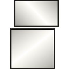 two black framed mirrors sitting next to each other