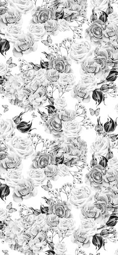 black and white photograph of flowers on a white background with watercolor effect in the middle