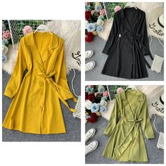 Women Wrape Dress  Colour:- Yellow Black Green  Size:- Free  Price:- Rs  Shipping Worldwide  WhatsApp 919560386369  #... Women's Professional Clothing, Women's Work Clothes, Professional Clothing, Dress Colour, Colour Yellow, Work Clothes, Women Dress, Fashion Addict, Dream Dress