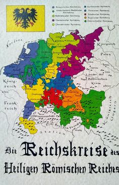 a map of the kingdom of germany with all its towns and major cities in rainbow colors