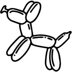 the balloon dog is flying through the air with its tail extended and feet spread out