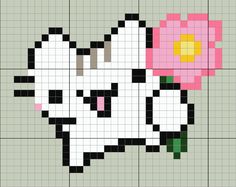 a cross stitch pattern with a pink flower on it's head and the words i love