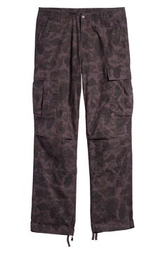 Durable duck canvas brings hardworking comfort to all-cotton camo cargo pants that are crafted with roomy pockets and a classic fit. 18" leg opening; 12 1/2" front rise; 17" back rise Zip fly with button closure Front slant pockets; back patch pockets; cargo bellows pockets 100% cotton Machine wash, line dry Imported Carhartt Work In Progress, Camo Cargo Pants, Duck Canvas, Bellows, Work In Progress, Cargo Pants, Camo, Nordstrom, Bring It On