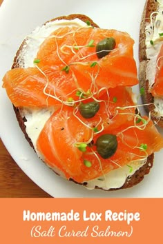 an open face sandwich with smoked salmon and capers