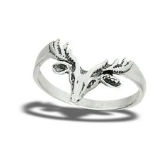 Deer Reindeer Buck Stag Animal Ring .925 Sterling Silver Band Jewelry Female Male Unisex Size 9 All our silver jewelry is crafted from .925 silver also commonly referred to as sterling silver. Sterling silver is the standard for beautiful high-quality silver jewelry and can not be replicated by lower priced silver plated jewelry. It is 92.5% pure silver, mixed with alloys to add strength and durability to stand the test of time. We promise superior service which includes fast shipping, great com Deer Horn Ring, Stag Animal, V Ring, Animal Ring, Sterling Silver Wedding Band, Animal Rings, Silver Wedding Bands, Female Male, Band Jewelry