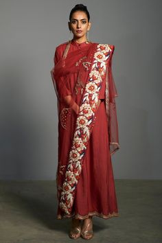 Saksham & Neharicka-Red Embroidered Kurta Set-INDIASPOPUP.COM Red Anarkali, Red Kurta, Silk Anarkali, Diwali Outfits, Wedding Lehengas, Designer Lehengas, A Line Kurta, Designer Lehenga, Hand Woven Textiles