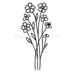 flowers are drawn in black and white on a white background