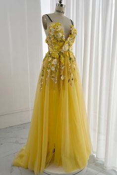 Experience a chic yet timeless look with this yellow embroidery floral long prom dress. This comfy and stylish piece is designed to make you stand out for all the right reasons for any occasion. Bust and Skirt with full lining. 100% Polyester 100% Recycled polyester lining Concealed zip at centre back Imported Prom Dresses Lavender, Sleek Wedding Dress, Yellow Prom Dress, New Long Dress, Yellow Wedding Dress, Yellow Prom, Yellow Embroidery, Yellow Gown, Yellow Dresses