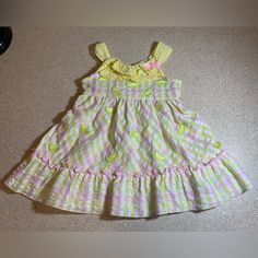 Youngland Baby Nwt Adorable Yellow And Pink Plaid Lime Dress Size 12 Months. Yellow Sweet Dress With Ruffles, Sweet Yellow Sleeveless Dress, Sweet Sleeveless Yellow Dress, Playful Yellow Dress For Playwear, Yellow Sleeveless Dress For Play, Yellow Spring Dress For Play, Yellow Dress For Spring Playtime, Yellow Beach Dresses For Babies, Yellow Dress For Play In Spring