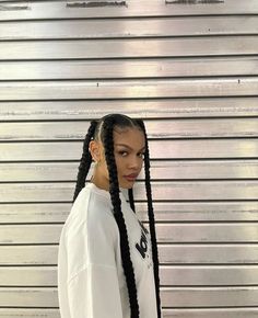 4 Braids Hairstyle, Big Box Braids Hairstyles, Box Braids Hairstyles For Black Women, Braids Hairstyles Pictures, Protective Hairstyles Braids, Hair Twist Styles, Two Braids, 4c Hair, Curly Girl Hairstyles