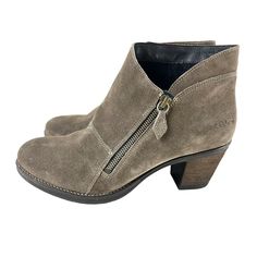 I Present To You The Women's 'Billie' Boots From Taos. A Luxurious Suede Boot Crafted In Portugal With Leather Lining That Makes Them Soft And Comfy. The Outside Zipper Offers Character As Well As Easy Accessibility. The Rubber Outsole Provides Durability And Flexibility Every Step Of The Way. Leather/Suede Upper Taos Curves & Pods Molded Eva Dual Density Removable Footbed. Leather Lining Insole Molded Contoured, Eva And Microfiber Covered Rubber Outsole Arch And Metatarsal Support And Forefoot Cushioning Orthotic Friendly Heel Height 2.5" Boot Shaft Height 4" Condition: New Without The Box Features: Taos Billie Boot Orthotic Arch Support Suede Leather Le Billie Shoes, Grey Suede Boots, Grey Suede, Gray Suede, Suede Boots, Arch Support, Tao, Suede Leather, Bootie Boots